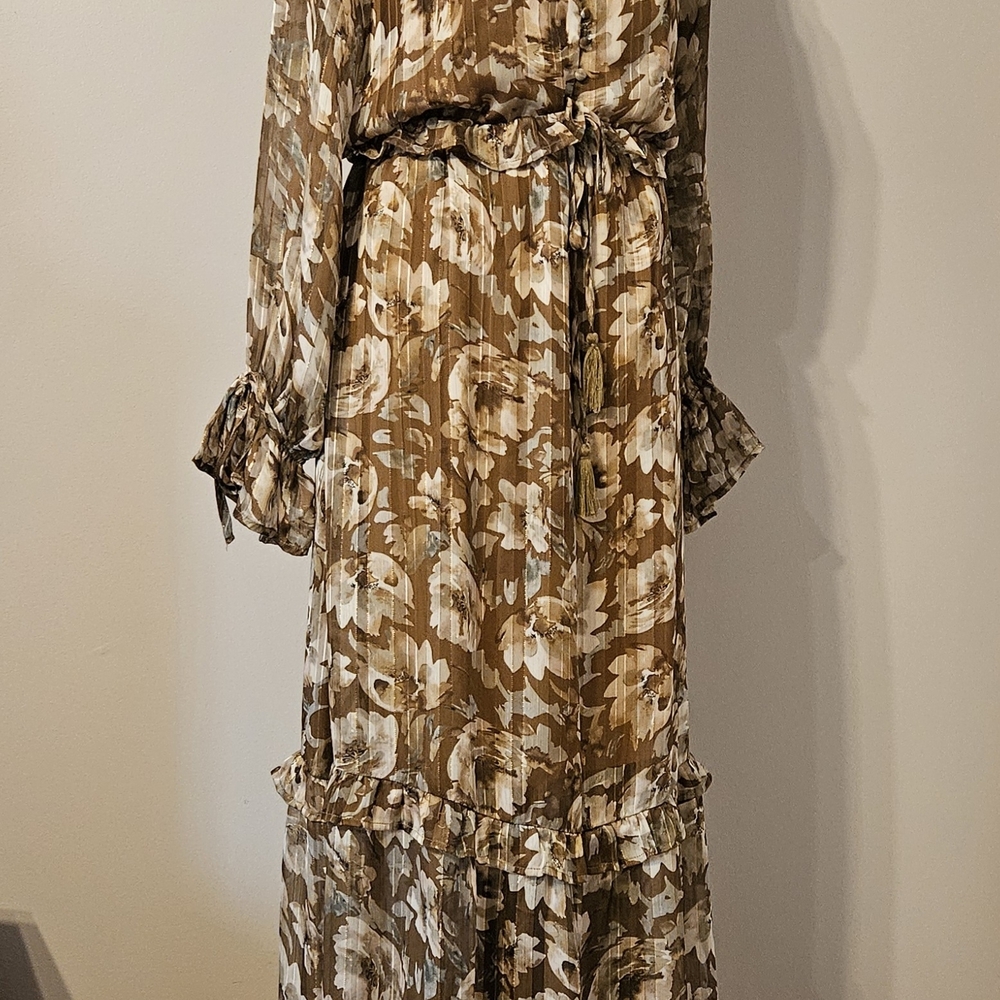 Elegant Floral Long Sleeve Maxi Dress Anthropologie BTFL-LIFE Ruffle Tiered Boho
